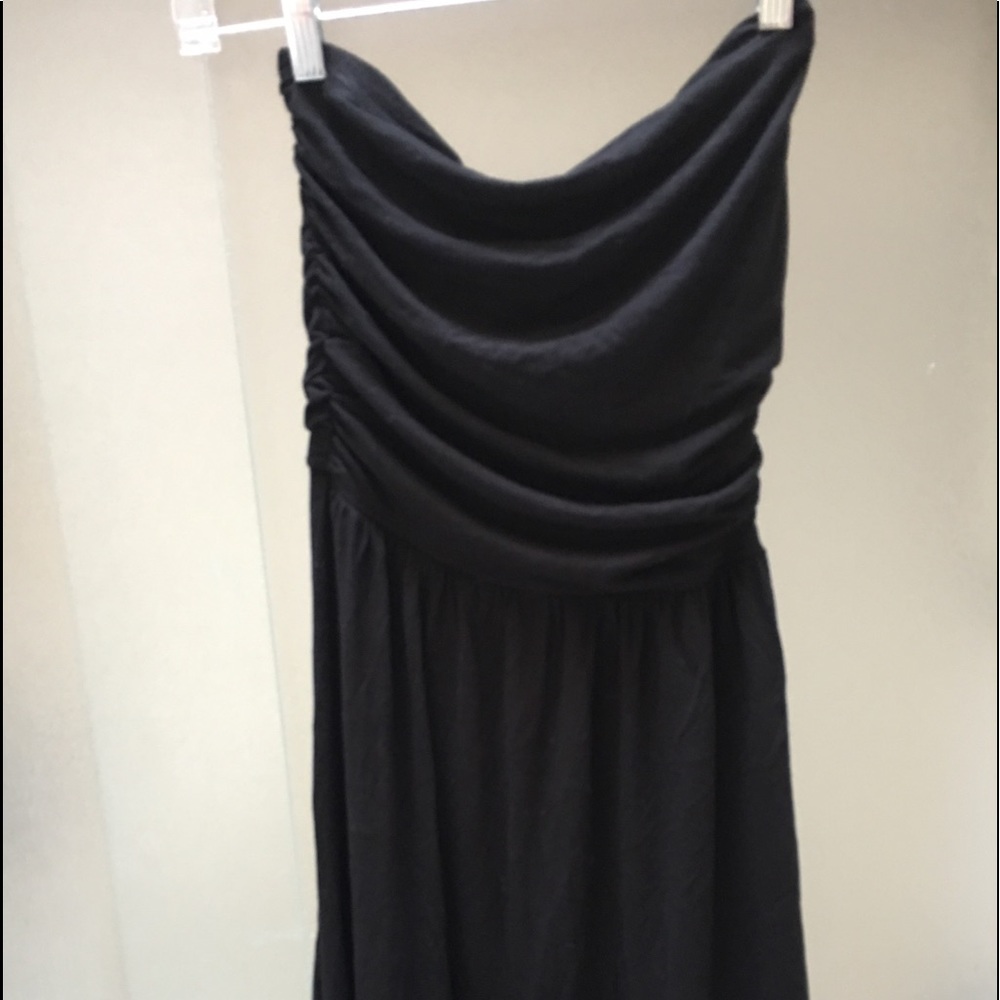 Black stretchy strapless midi dress - Picture 6 of 8